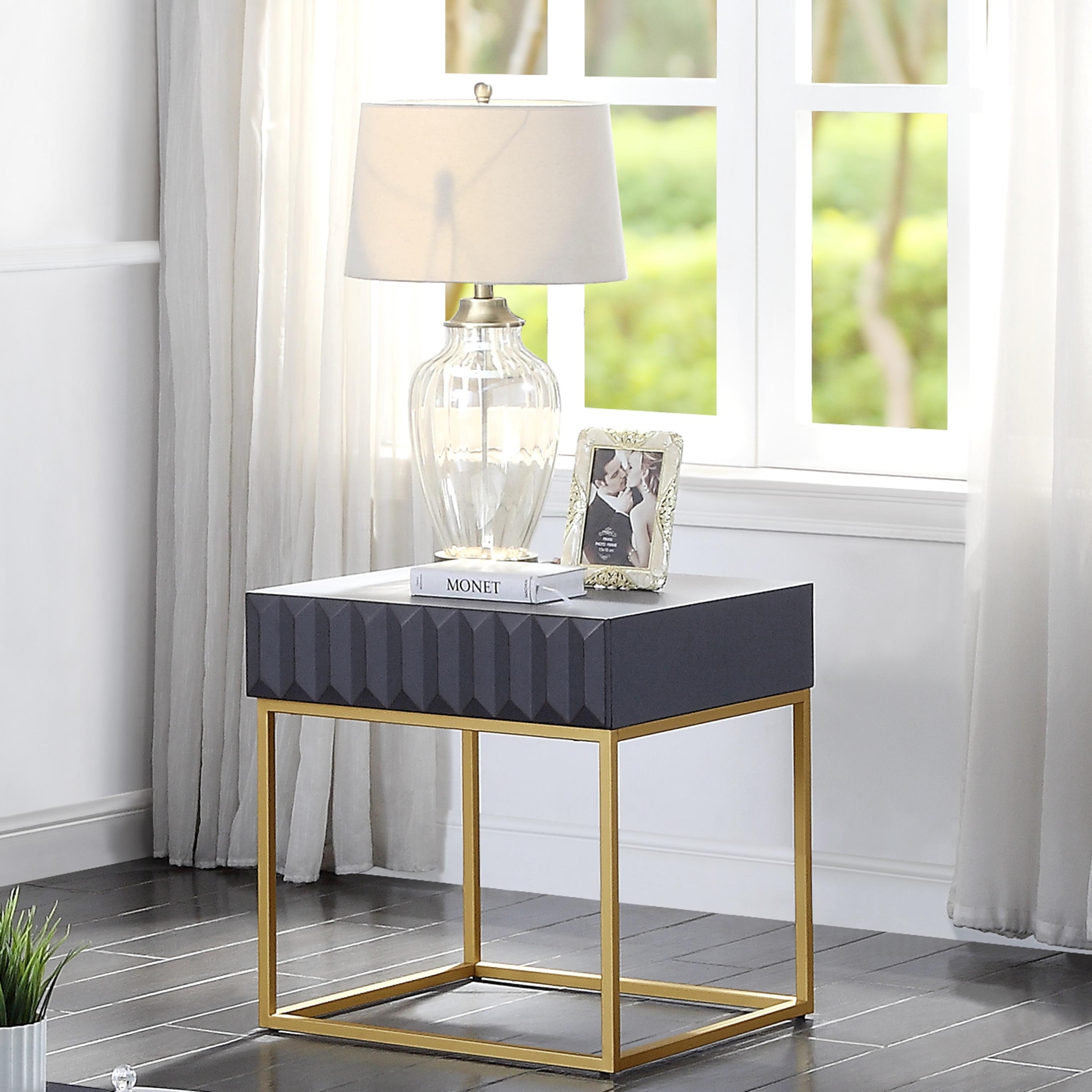 Metal Accent Table 23 h X 20 w 20 d Gold Modern Contemporary Transitional Round Goldtone Finish 