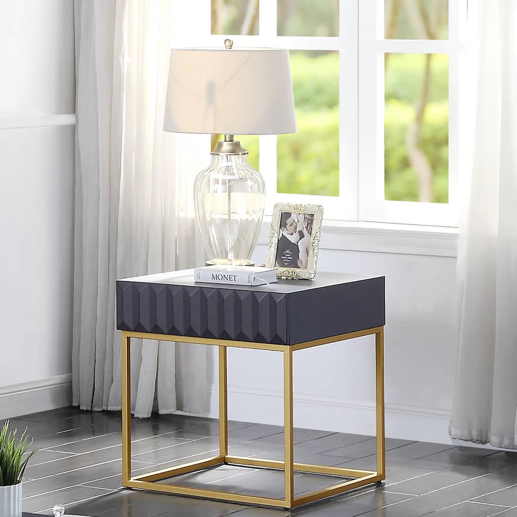Bird Contemporary Steel 1-Drawer Accent Table by Furniture of America