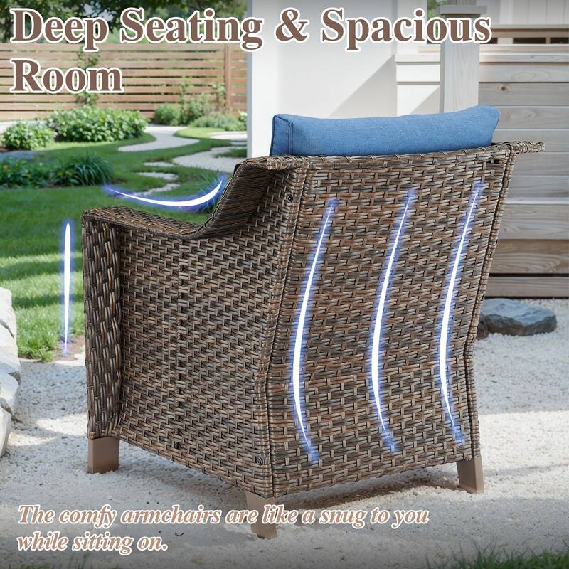 Outdoor Arm Chair with Cushion Wicker Rattan Chair
