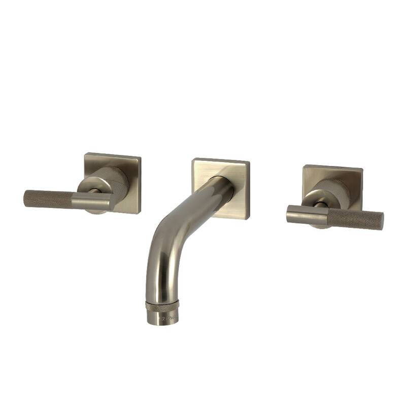 Kingston Brass Convergent Double-Handle Wall Mount Bathroom Faucet with Knurled Handle - Brushed Nickel