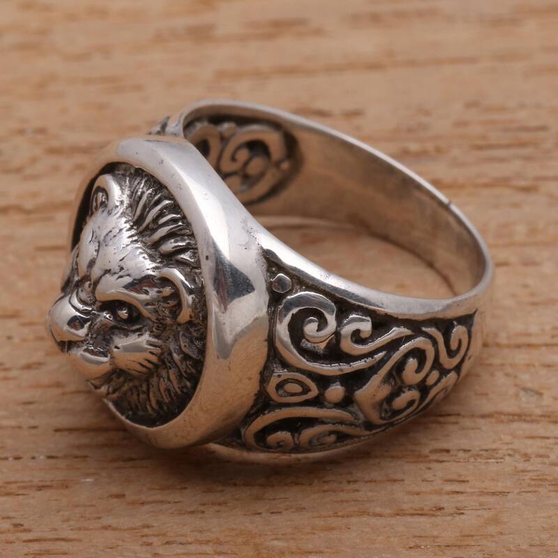 Novica Handmade Lion Strength Men'S Sterling Silver Ring Overstock — free download