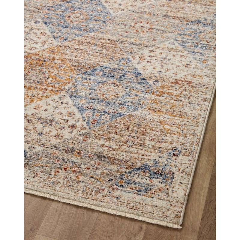 Alexander Home Anniki Traditional Diamond Area Rug with Micro Fringe
