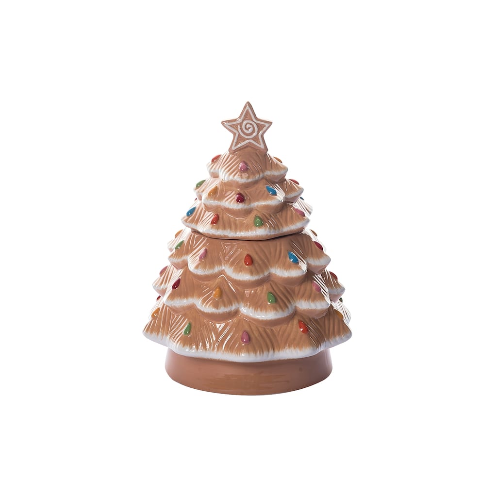 Transpac 10.31 in. Holiday Gingerbread Tree Cookie Jar - Multi