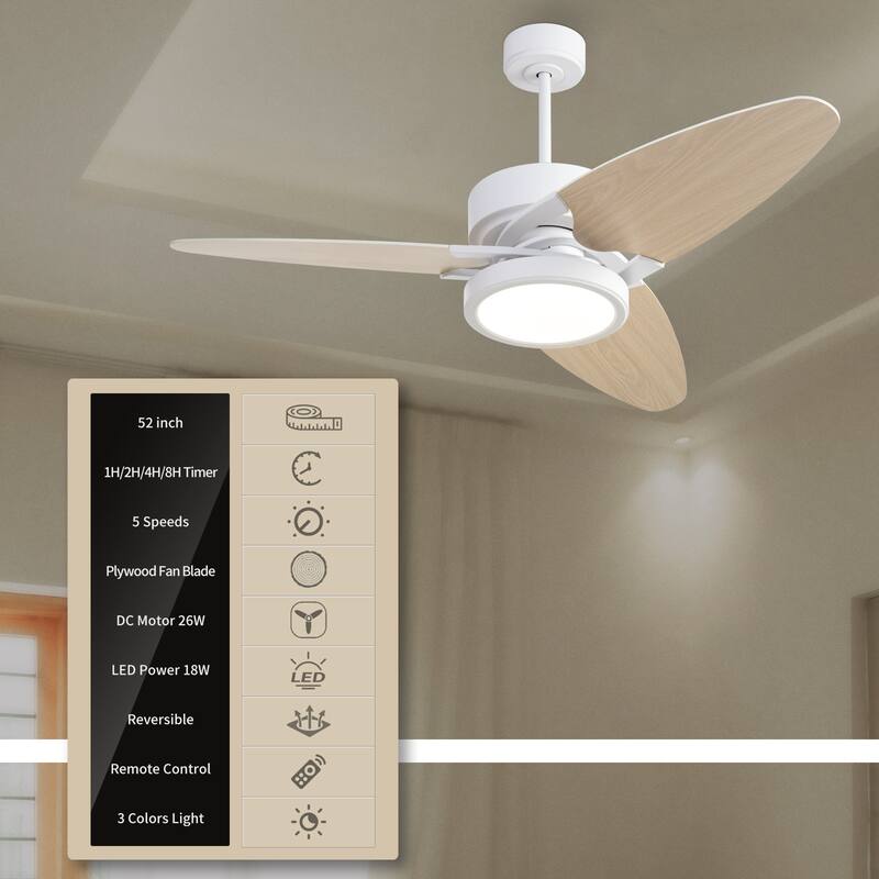 Light Pro 52 in. LED Indoor White Smart Ceiling Fan with Remote Control