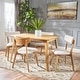 preview thumbnail 6 of 65, Christopher Knight Home - Megann Mid-Century Modern 5-Piece Rectangular Wood Dining Set with Upholstered Chairs Natural Oak + Light Beige
