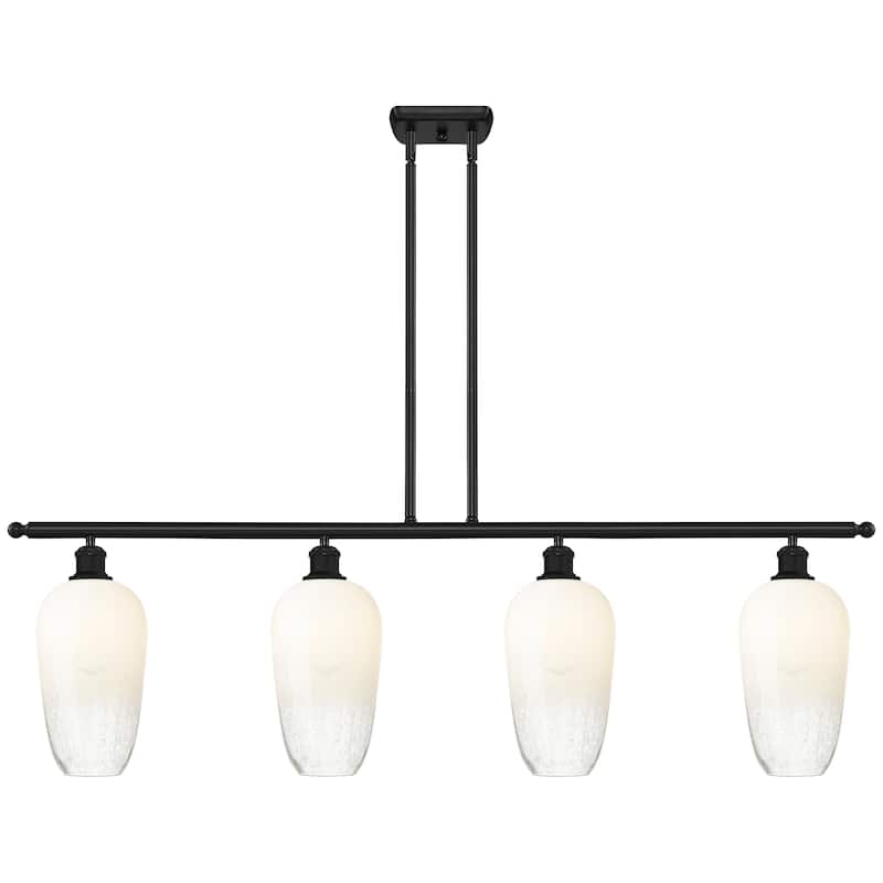 Innovations Lighting Endless Possibilities Ballston - Brookhaven Flute - 4 Light 48" Stem Hung Island Light - Matte Black/Opal