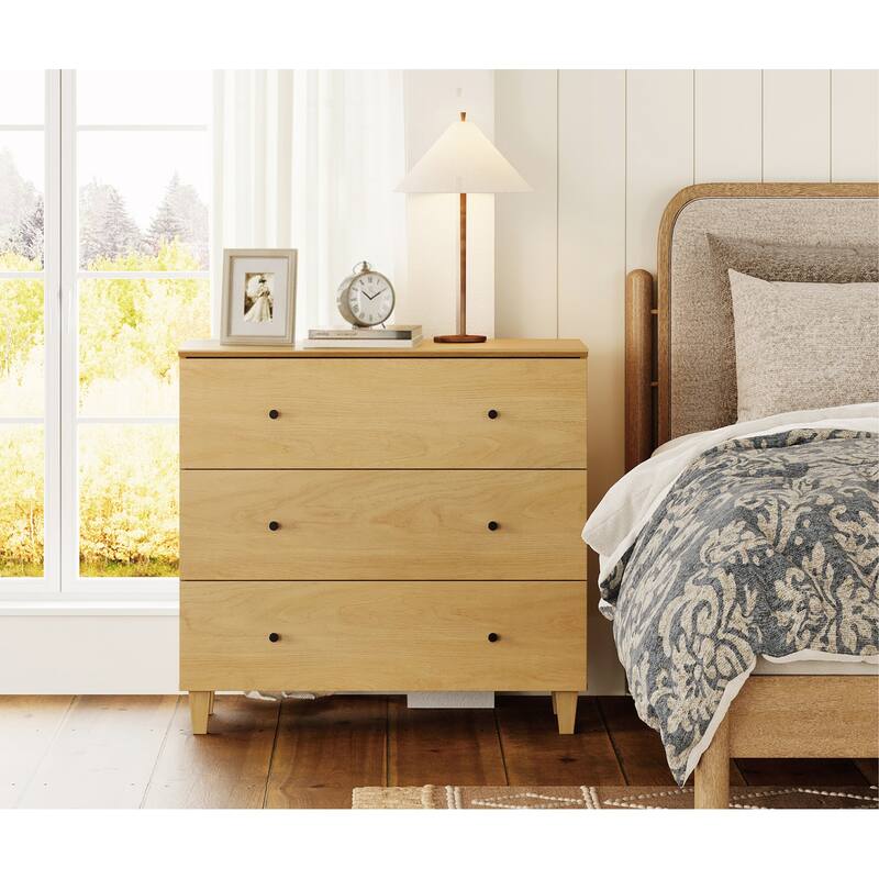 WAMPAT 3 Drawer Nightstand for Bedroom, 35 Inches Wide