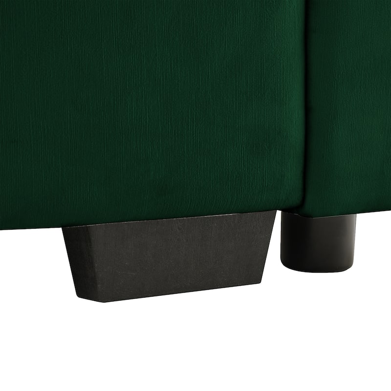 GDFStudio - Moss Velvet Deep Seat Sofa with Storage and 1 Ottoman