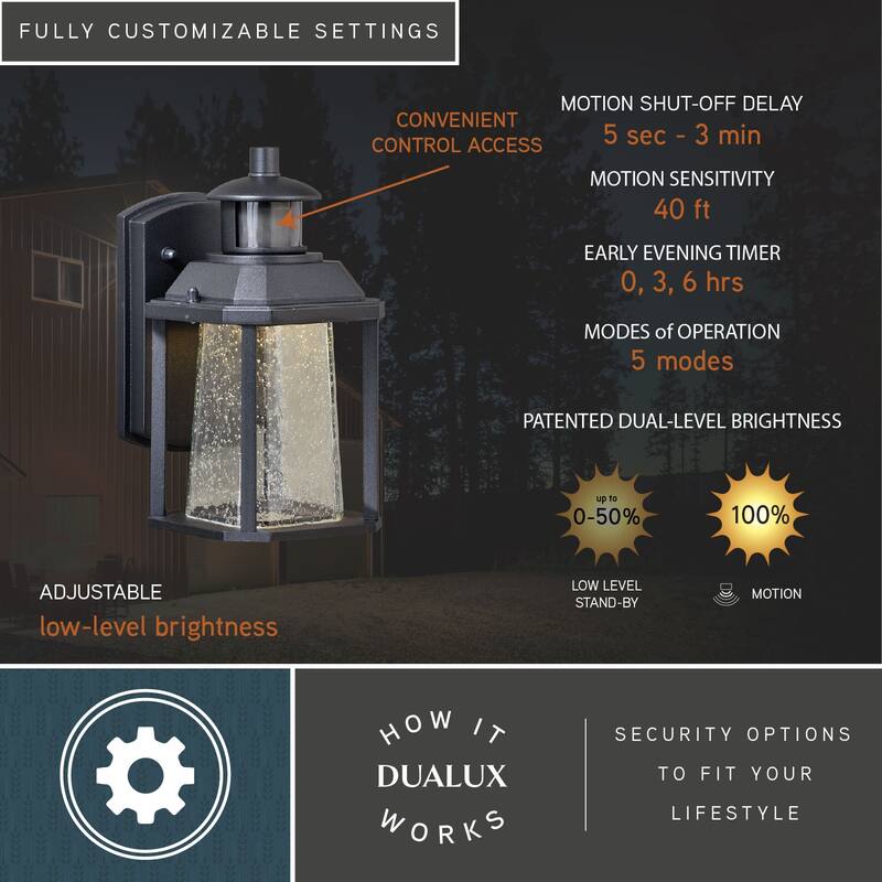Freeport Bronze LED Motion Sensor Dusk to Dawn Outdoor Wall Light - 5.5-in W x 10.25-in H x 6.25-in D