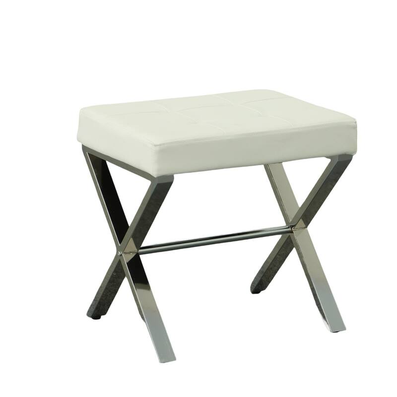 Cushioned X-Frame Vanity Bench - 20" - White and Chrome