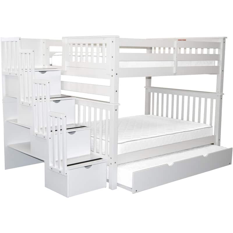Taylor & Olive Trillium Full over Full Stairway Bunk Bed, Twin Trundle