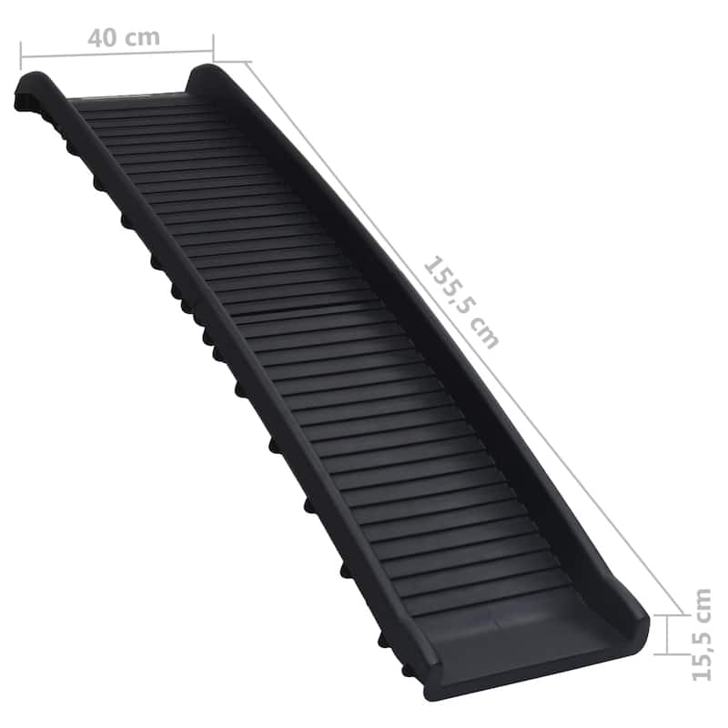 vidaXL Dog Ramp Black Polypropylene Medium Foldable Dog Ramp - 15.7 x 61.2 x 6.1 in