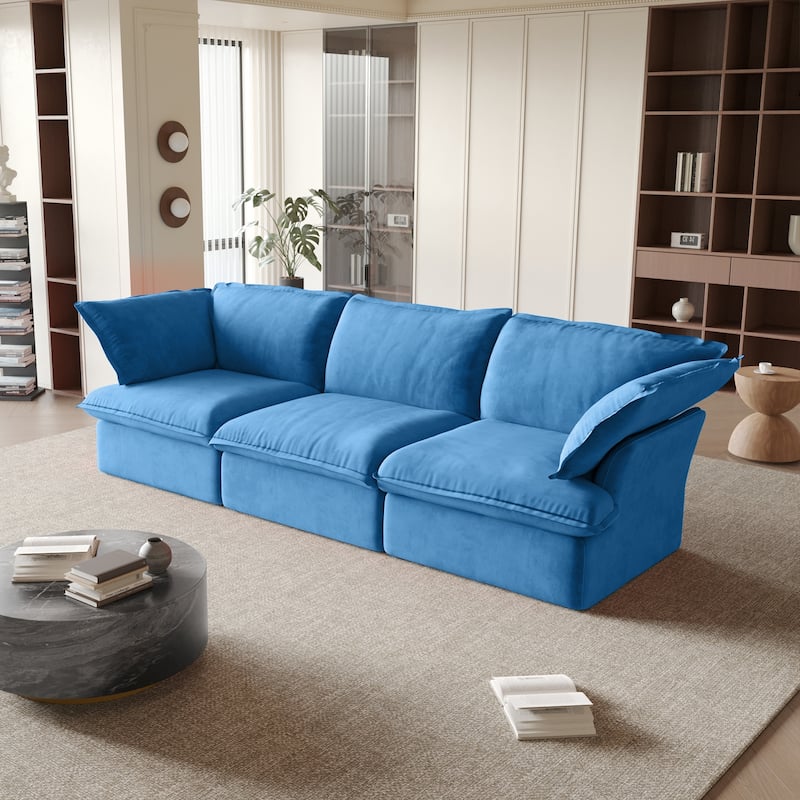 Modular Sectional Sofa Couch, Velvet 3 or 4 Seater Sofa, Minimalist Style Comfy Sofa Couch for Living Room Apartment