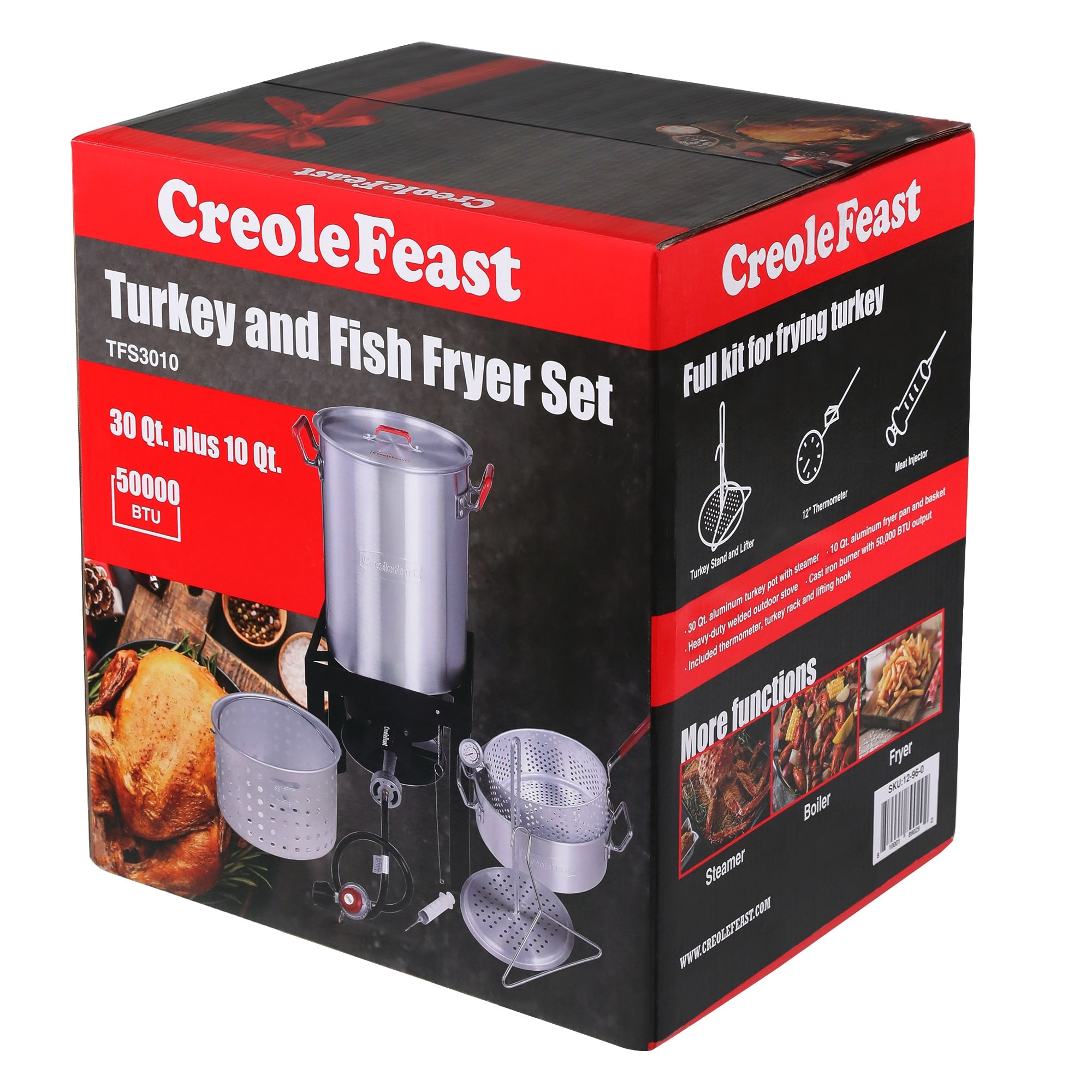 CreoleFeast 30 Qt. Turkey and 10 Qt. Fish Fryer Boiler Steamer Set