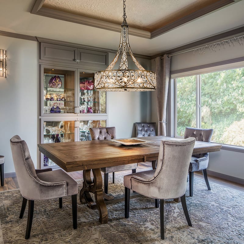 Vintage Drum Crystal Pendant Chandelier with Adjustable Height - W19.68"