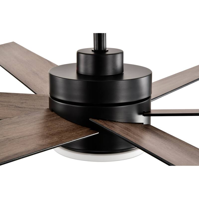 62-in Matte Black 6 Speed Ceiling Fan with LED Light and Remote Control