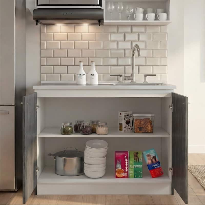 TUHOME Napoles Utility Sink Cabinet with Integrated Steel Sink