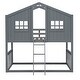 preview thumbnail 25 of 27, Twin over Twin Bunk Bed Frame with Semi-enclosed House Frame, Windows, Headboard, Ladder, Guardrail - Wooden House Bed Frame聽