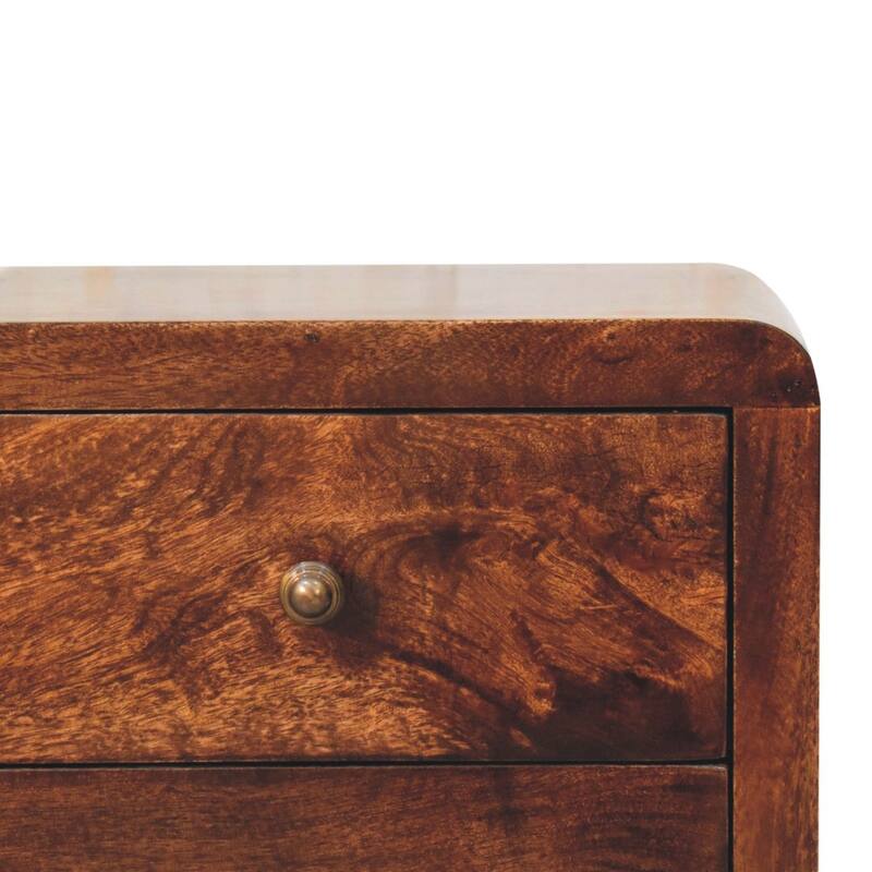 HomeRoots 24" Walnut Solid Wood Three Drawer Nightstand