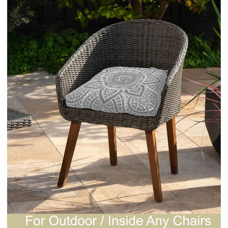 Waterproof Indoor Outdoor Chair Seat Pads Cushion – 19x19 Inches with ties | Set of 2 - Grey