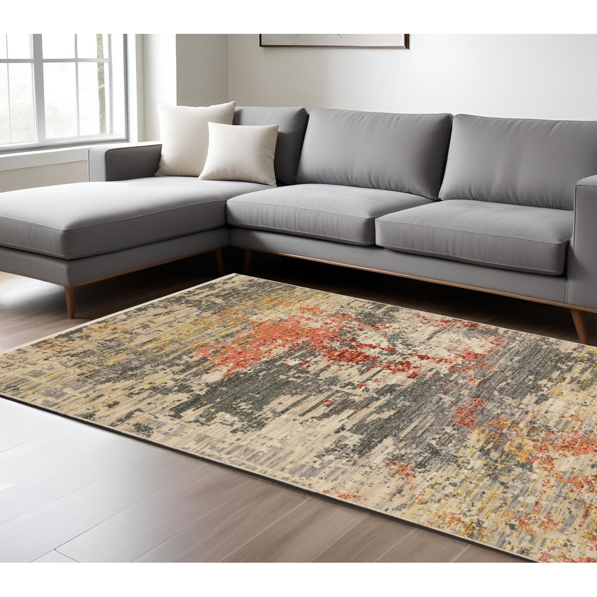 HomeRoots Cefu Abstract Modern Rectangle Area Rug