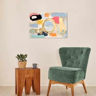 Wynwood Studio Canvas Abstract Learning Calligraphy Gold and Metallic Gold Modern & Contemporary Wall Art Canvas Print