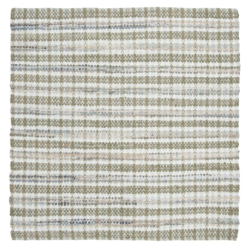 SAFAVIEH Handmade Flatweave Montauk Hermanda Casual Cotton Rug - 6' Square - Beige/Multi