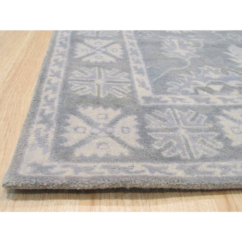 Gray Hand-Tufted Wool Traditional Overdyed Rug, 7'9 x 9'9 - Contemporary neutral tones for easy decor matching. - N/A