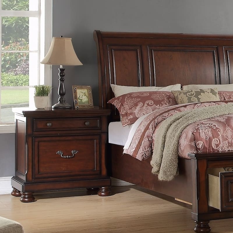 Traditional Wooden Nightstand, Bedside Decorative Table with Storage Drawer, Living Rood Sofa Side Table with Solid Wood Leg