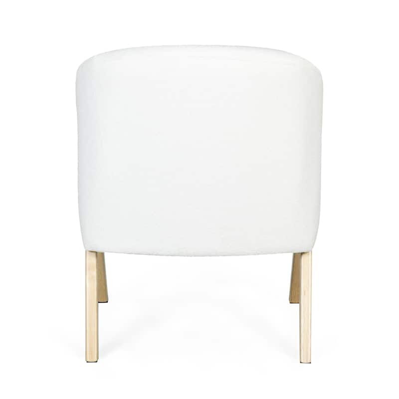 Modern Accent Chair with White Upholstery and Solid Wood Frame, Minimalist Lounge Chair for Living Room,Bedroom,or Office