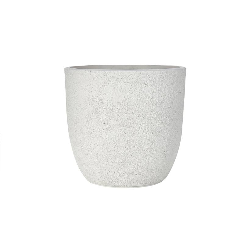 Lightweight Matte Textured MGO Flower Pot Set of 3,Round Concrete Stackable Planter with Drainage Holes and Rubber Plug