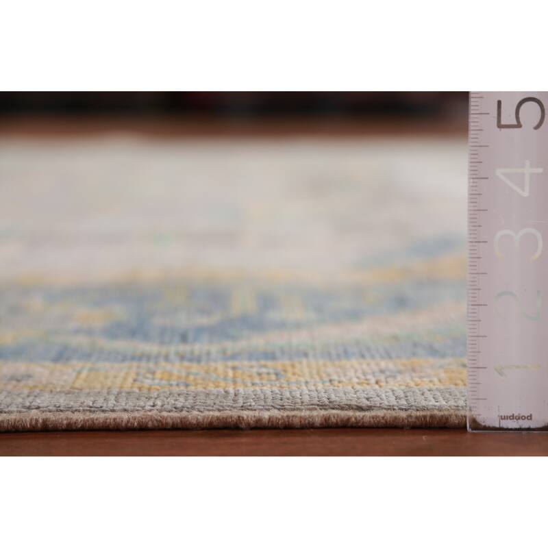 Hand Knotted Oriental 100% Wool Carpet Transitional All-Over Greys & Charcoal Oushak Area Rug - 12' 0'' X 9' 5''