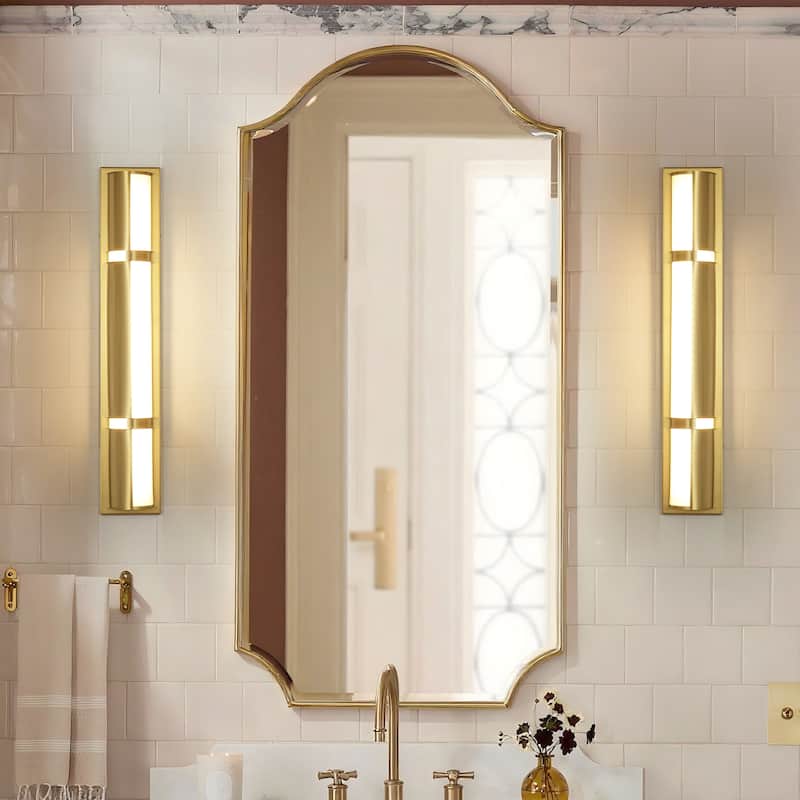 26" Modern Black/Gold LED Wall Sconce - 11W 3000K Warm Light, Linear Fixture for Bedroom & Hallway