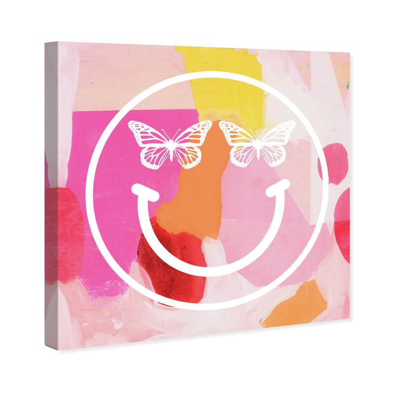 Wynwood Studio Canvas Abstract Butterfly Face Pink and Bohemian & Eclectic Wall Art Canvas Print