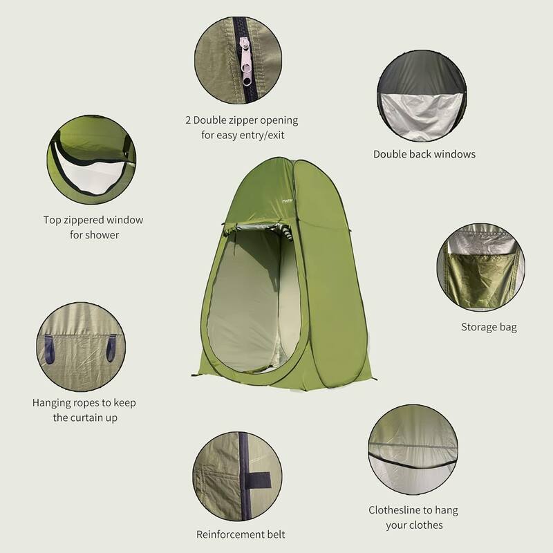 Camping Shower Tent 7FT Instant Pop Up Privacy Tents, Portable Toilet Tent Outdoor Dressing Room, Foldable Camp Sun Shelter