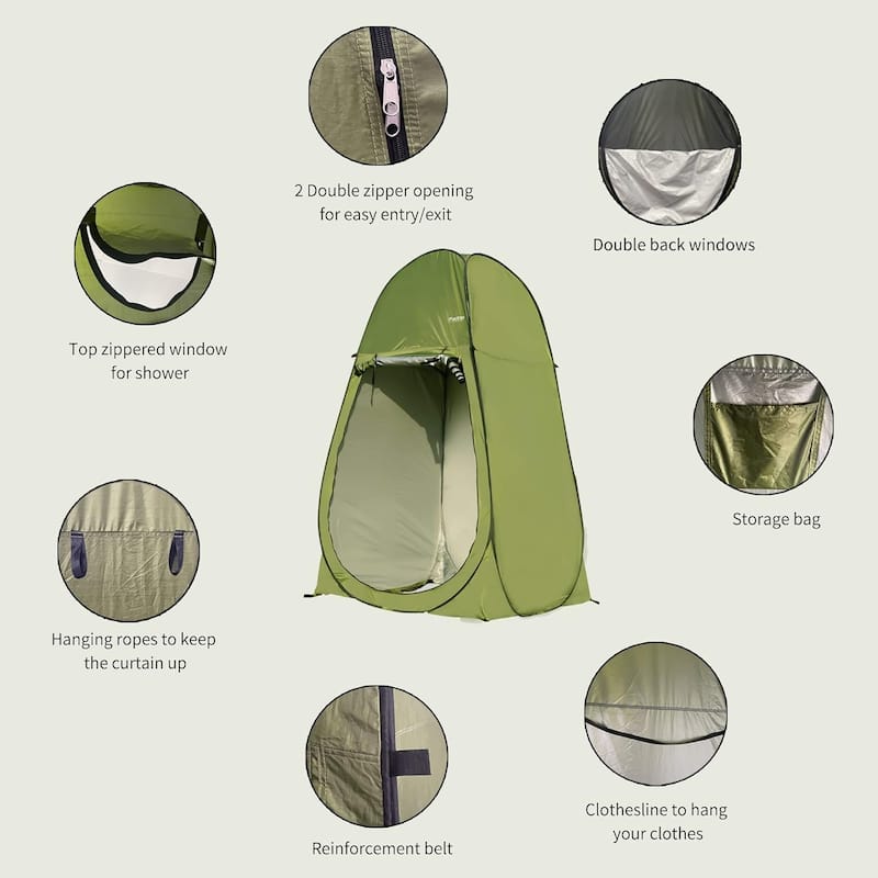 Camping Shower Tent 7FT Instant Pop Up Privacy Tents
