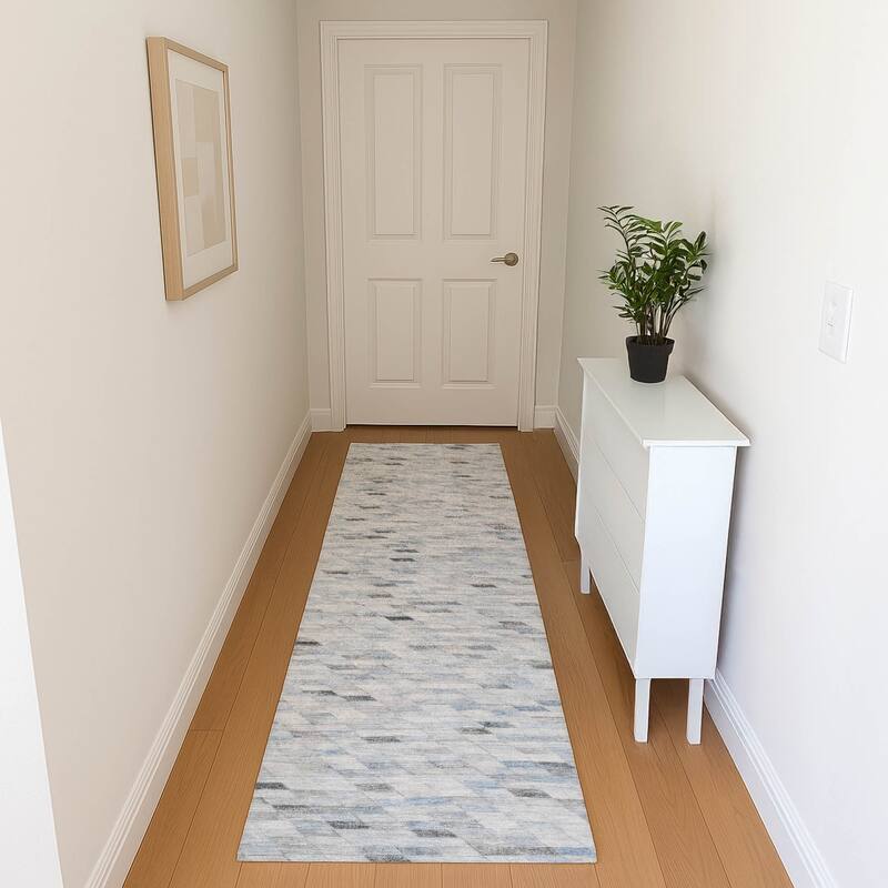 Premium Washable Super Soft Modern Mosaic Mayfield Rug - Blue - 2'3" x 7'6"