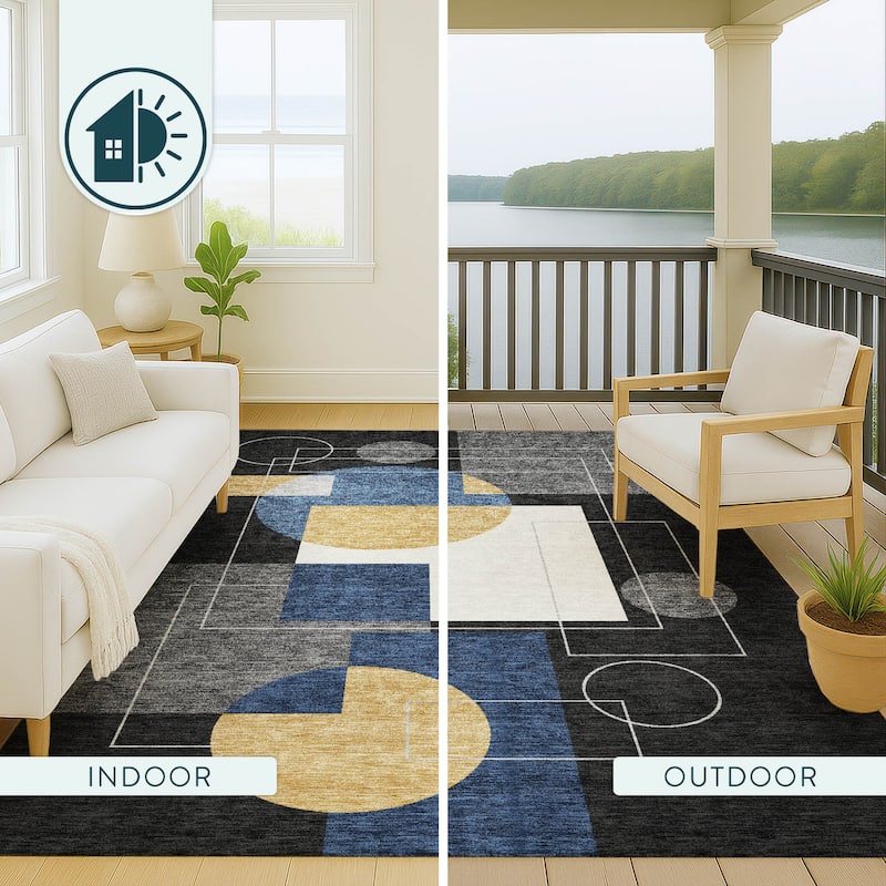 Machine Washable Indoor/ Outdoor Modern Filly Chantille Rug