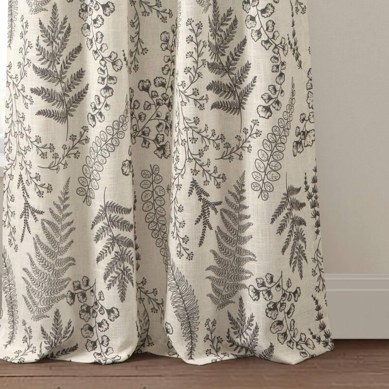 Lush Decor Botanical Dreams Window Curtain Panels Light Linen/Black Pair - 42x84