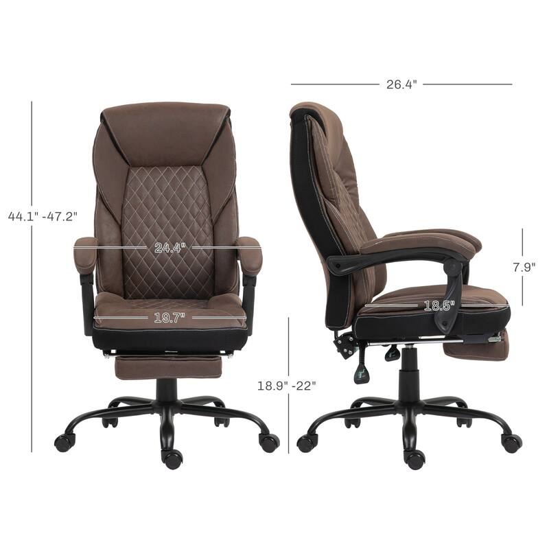 Ergonomic High-Back Swivel Desk Chair with Thick Cushion, Footrest, Smooth Mobility, and Modern Microfiber Upholstery