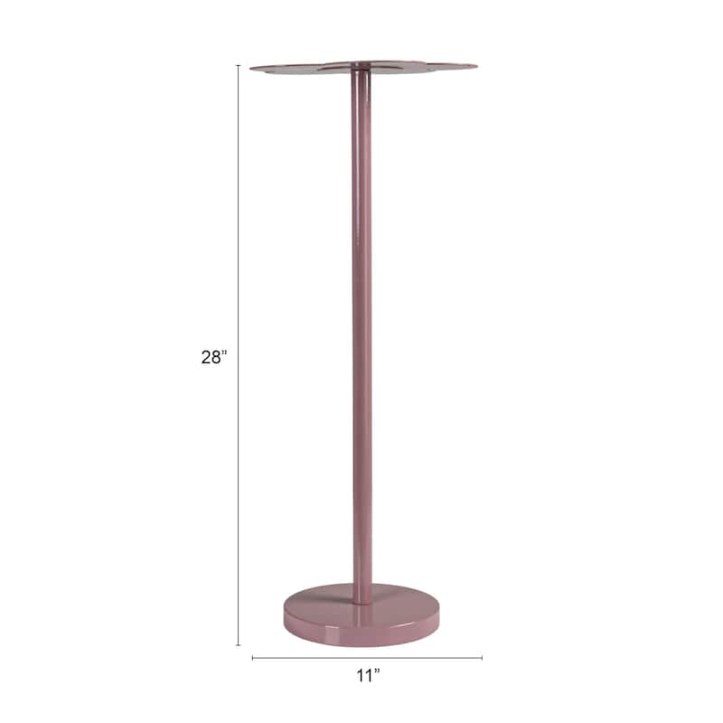 Metal Flower Shaped Martini Table, Lavender Color - 11.0"L x 10.6"W x 28.0"H
