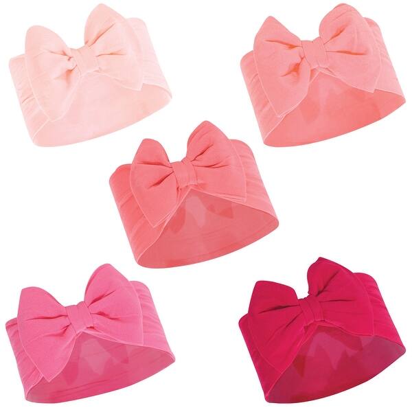 slide 1 of 1, Hudson Baby Infant Girl Headbands 5pk, Coral, 0-24 Months - Coral Coral - 0-24 Months