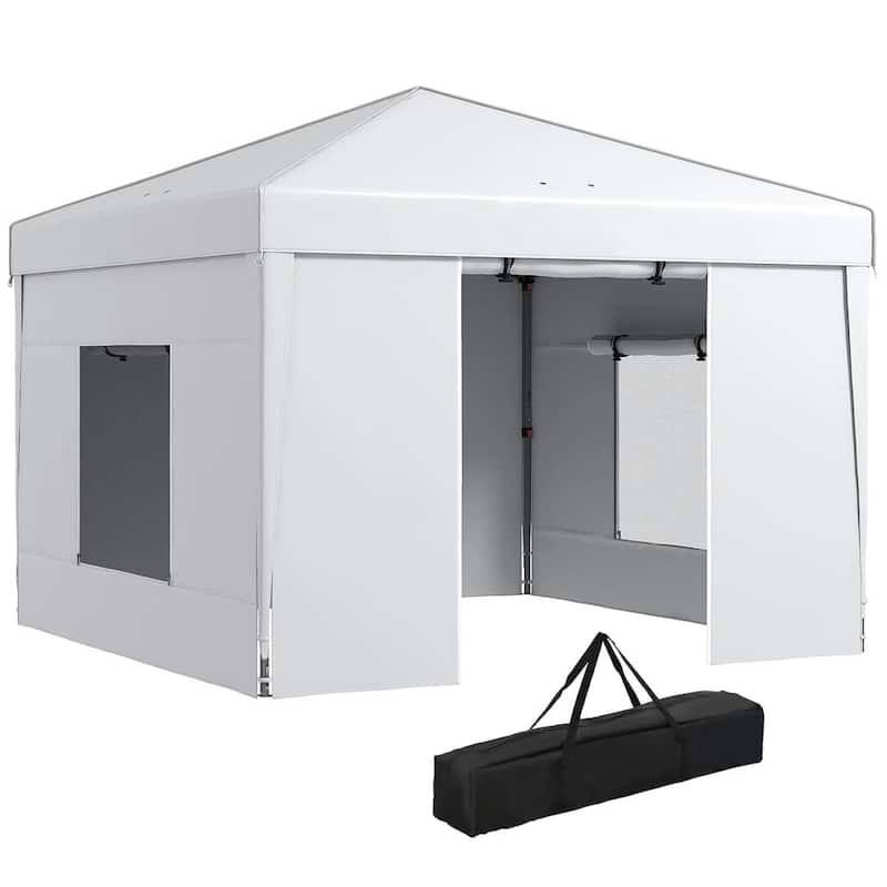 9.7'x9.7' Pop Up Canopy with Sidewalls,Mesh Windows,Reflective Strips