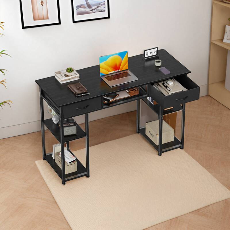 Computer Desk - Features Storage, Fabric Bag, Headphone Hook