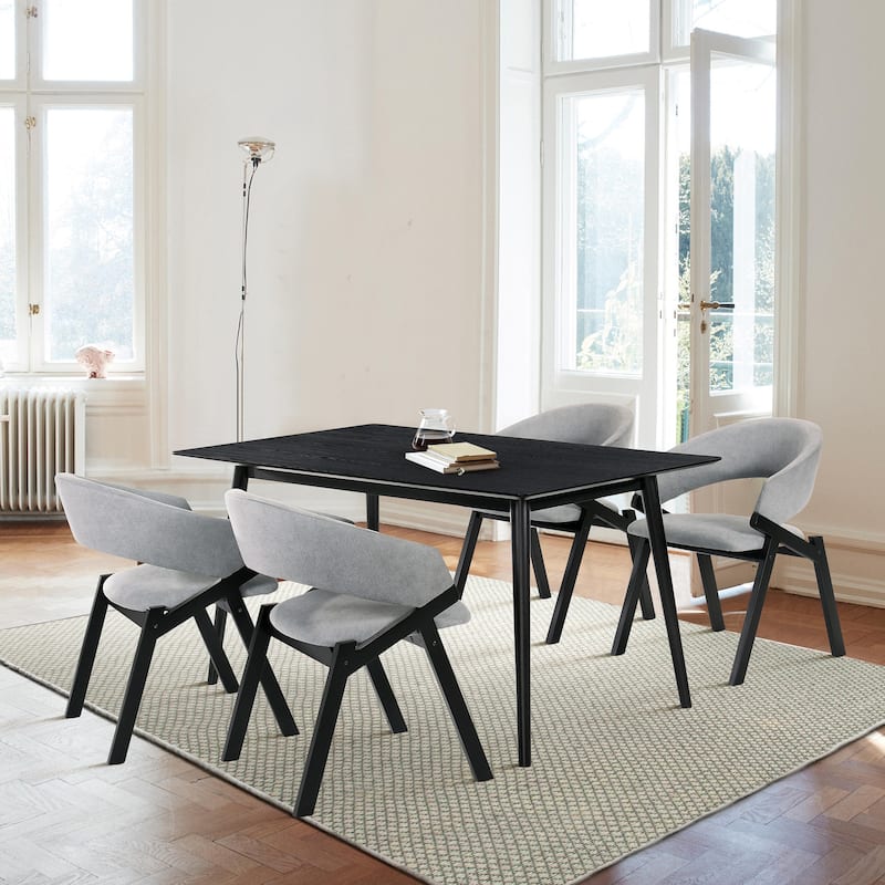Talulah Mid Century Modern Gray Curved Back Upholstered Dining Chairs - Set of 2