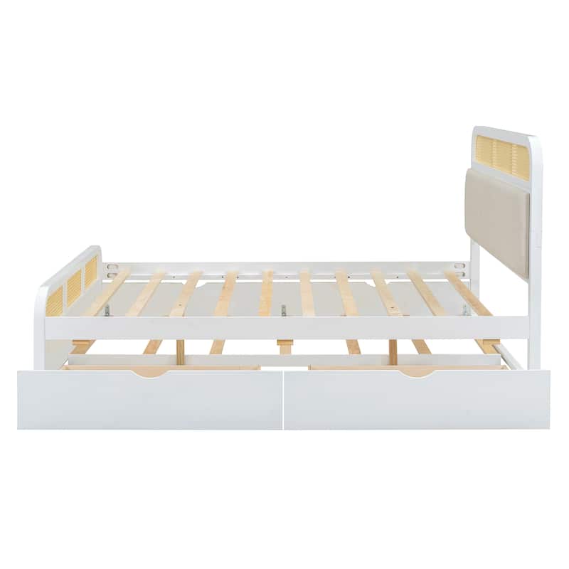 Modern Queen Size Bed with Trundle and Drawers