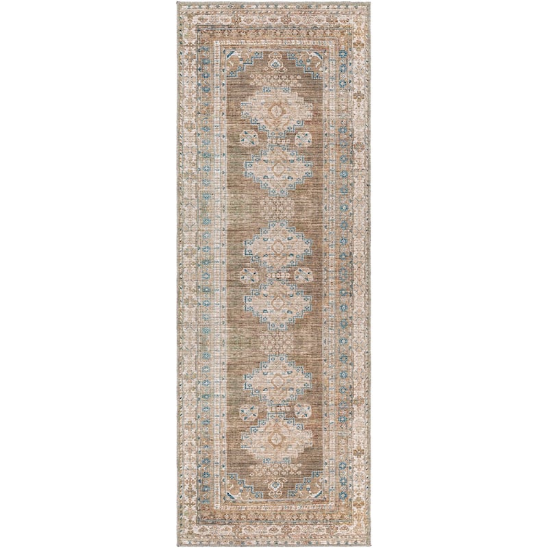 Livabliss Traditional Colin Medallion Washable Area Rug