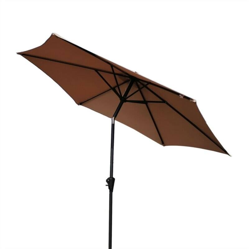 8.8ft Patio Aluminum Market Umbrella with Base Push Button Tilt Taupe