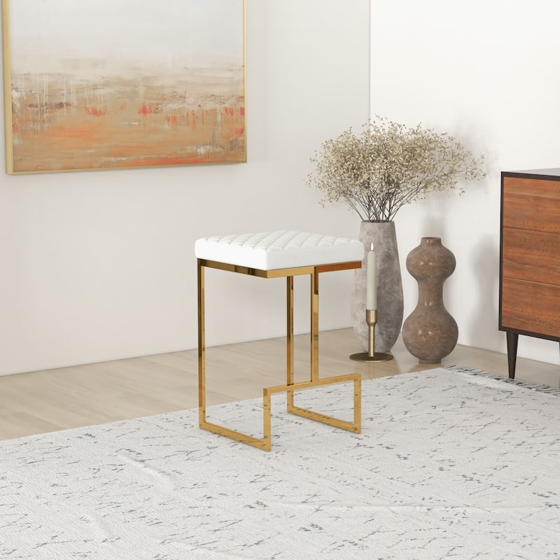 Felicia Mid Century Modern Luxury French Boucle Fabric Counter Stool in Beige