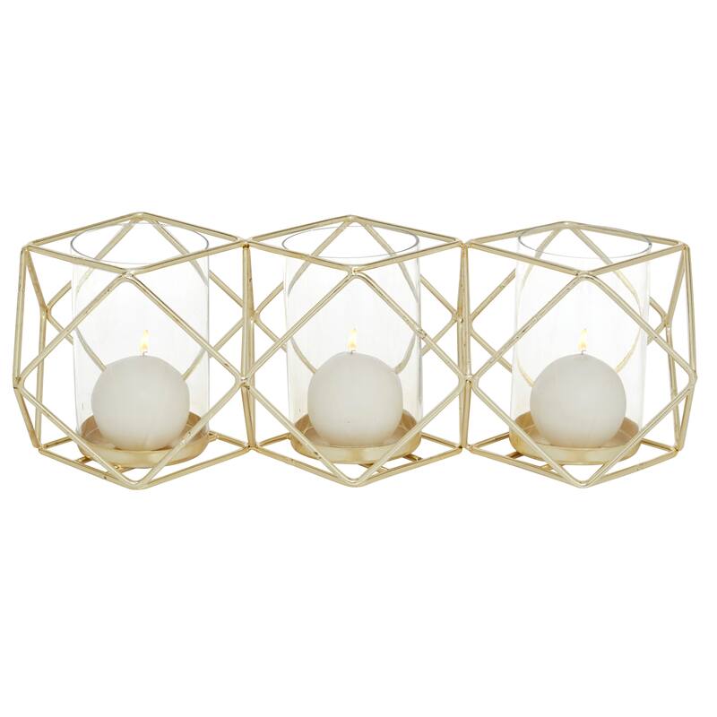 Gold Metal Modern Candle Holder 5 x 15 x 5 - 15 x 5 x 5